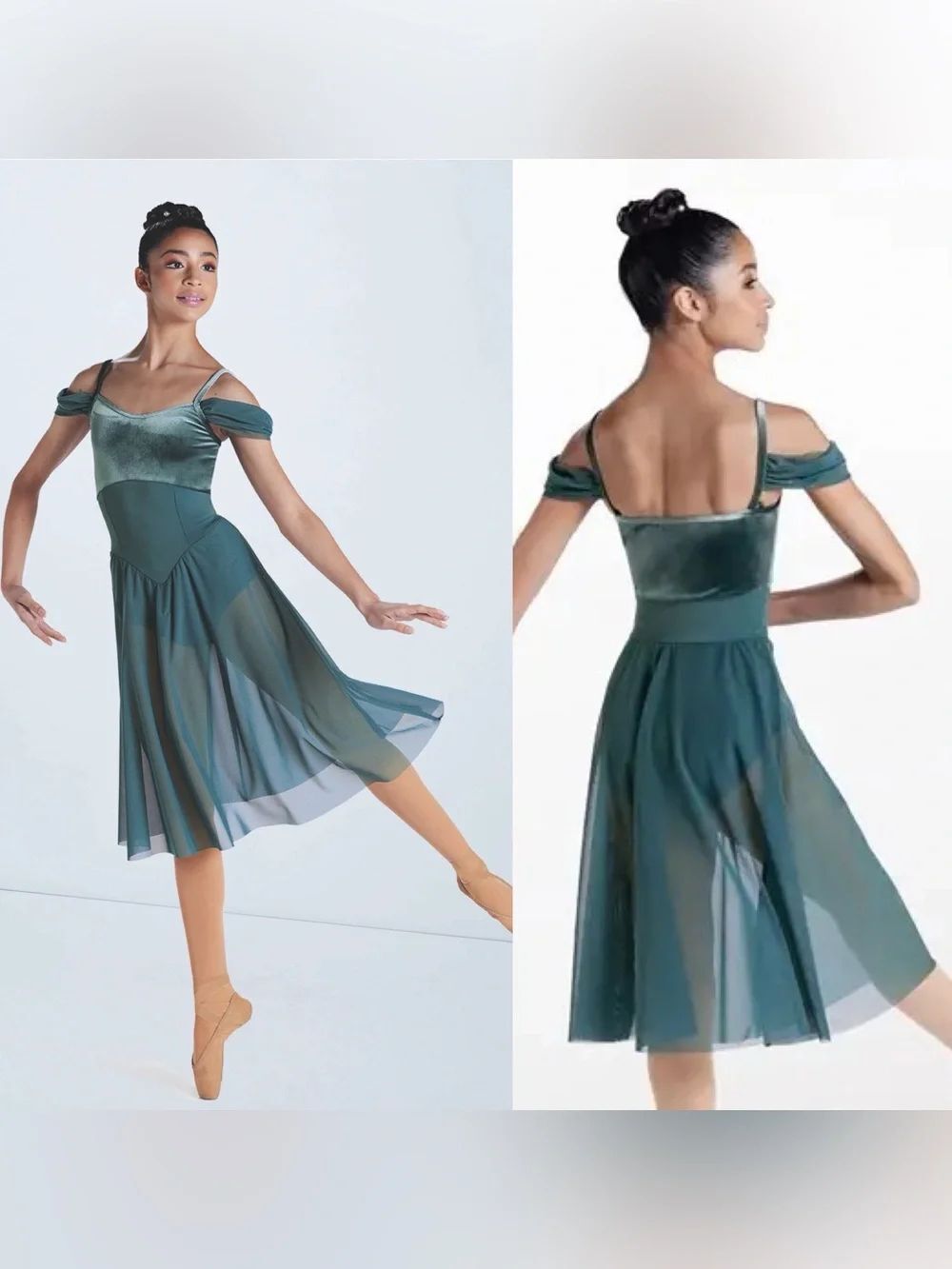 Weissman Dance Costume lyrical teal blue velvet The Skaters Waltz 15885 SA adult